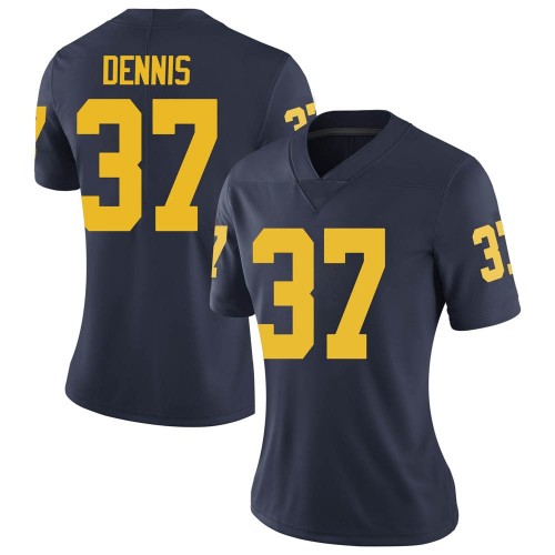 Eamonn Dennis Michigan Wolverines Women's NCAA #37 Navy Limited Brand Jordan College Stitched Football Jersey IIY1554VT